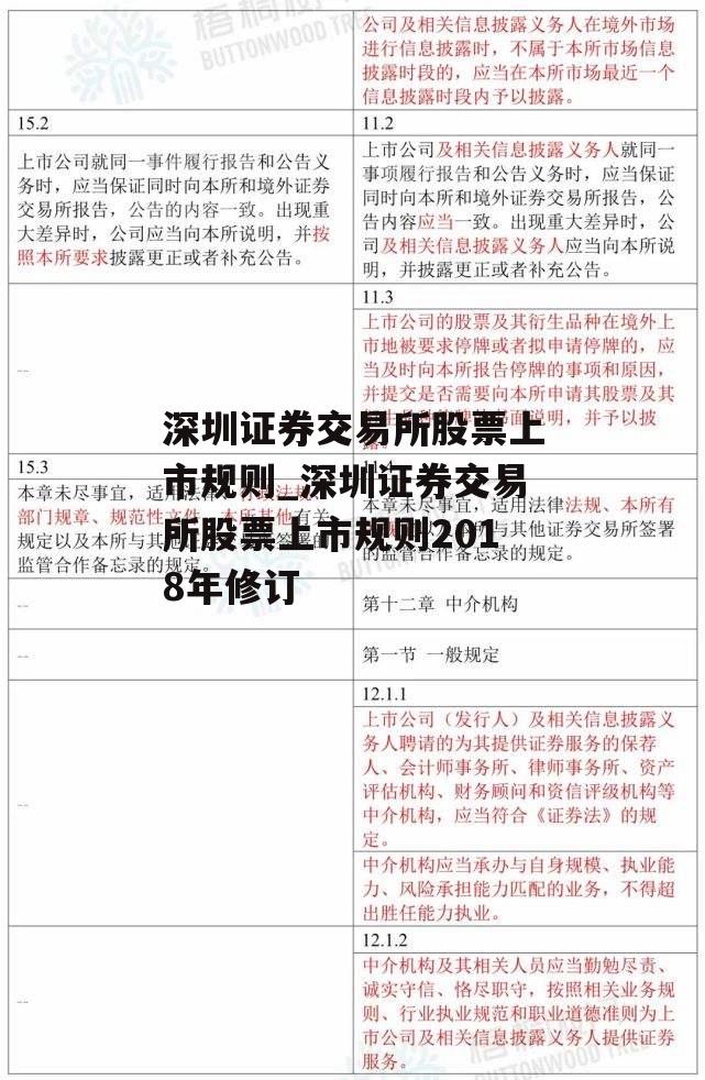 深圳证券交易所股票上市规则_深圳证券交易所股票上市规则2018年修订