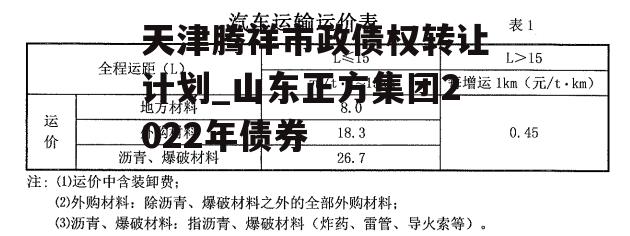 天津腾祥市政债权转让计划_山东正方集团2022年债券