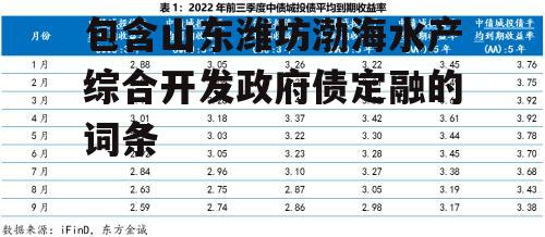 包含山东潍坊渤海水产综合开发政府债定融的词条