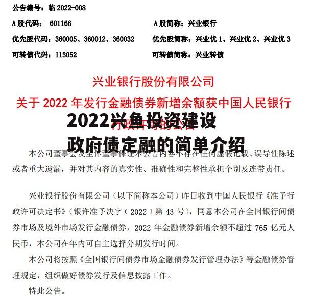 2022兴鱼投资建设政府债定融的简单介绍