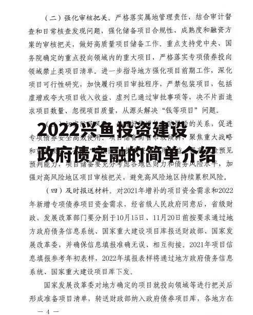 2022兴鱼投资建设政府债定融的简单介绍