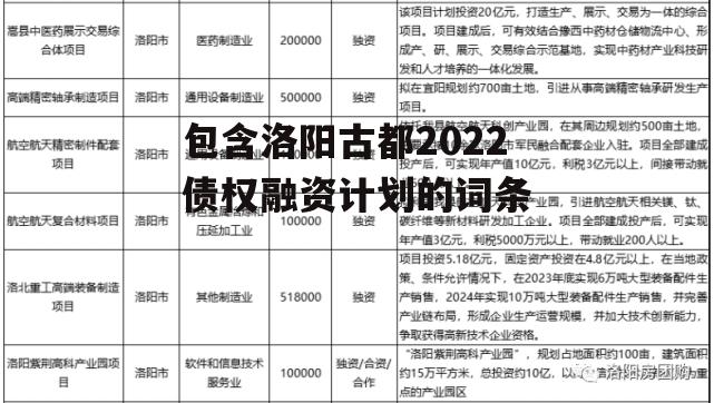 包含洛阳古都2022债权融资计划的词条