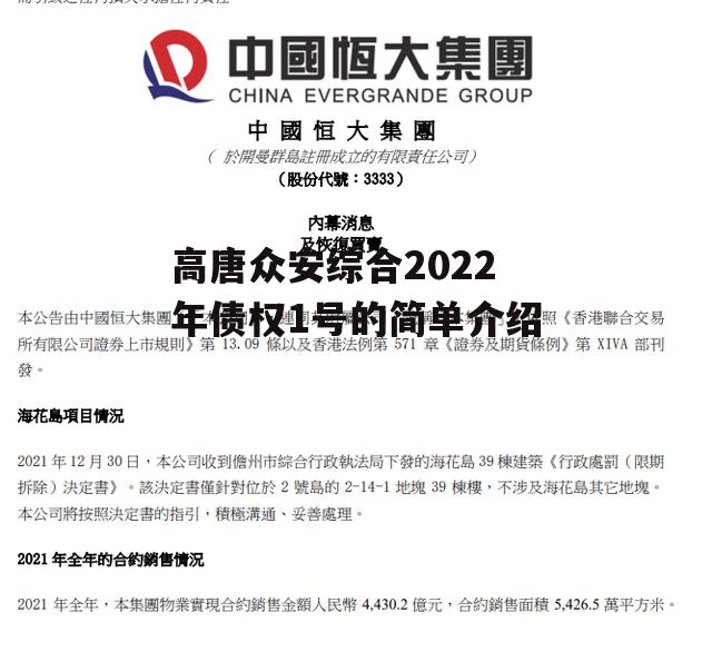 高唐众安综合2022年债权1号的简单介绍