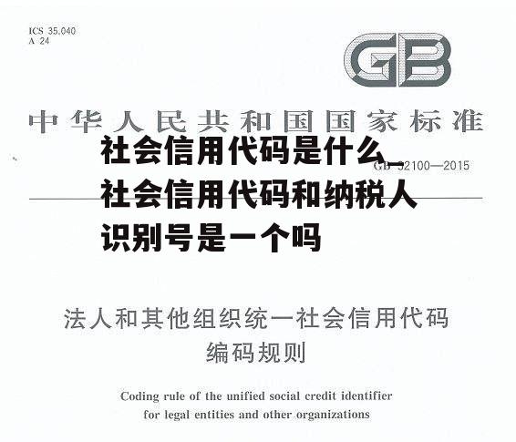 社会信用代码是什么_社会信用代码和纳税人识别号是一个吗