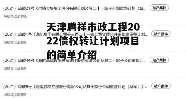 天津腾祥市政工程2022债权转让计划项目的简单介绍