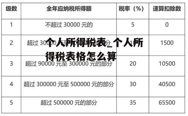 个人所得税表_个人所得税表格怎么算