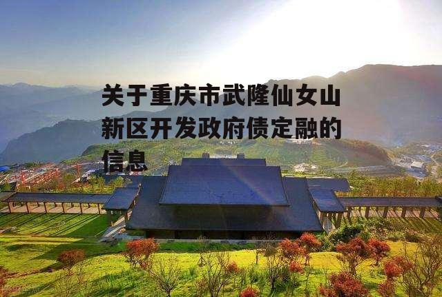 关于重庆市武隆仙女山新区开发政府债定融的信息