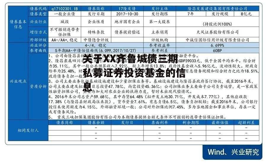 关于XX齐鲁城债三期私募证券投资基金的信息