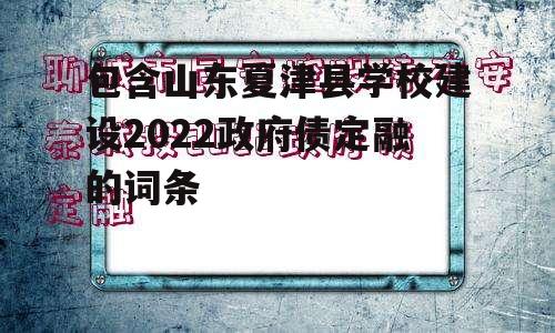 包含山东夏津县学校建设2022政府债定融的词条