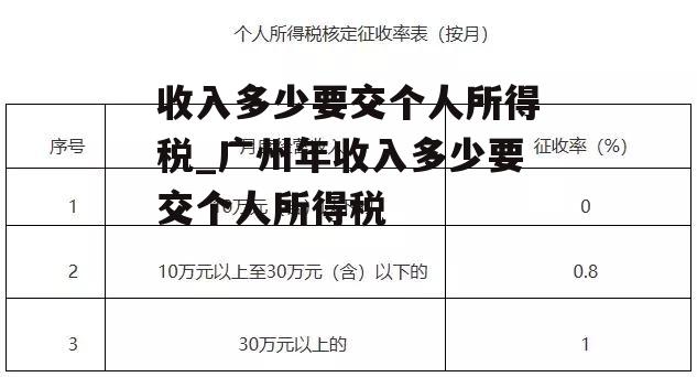 收入多少要交个人所得税_广州年收入多少要交个人所得税