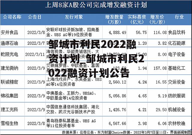 邹城市利民2022融资计划_邹城市利民2022融资计划公告