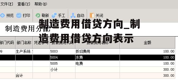 制造费用借贷方向_制造费用借贷方向表示