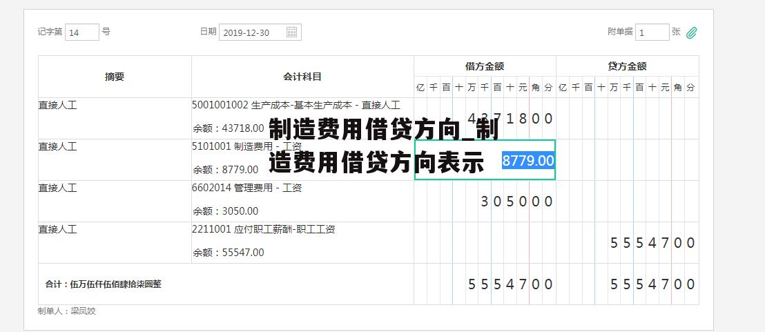 制造费用借贷方向_制造费用借贷方向表示