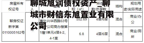 聊城旭润债权资产_聊城市财信东旭置业有限公司