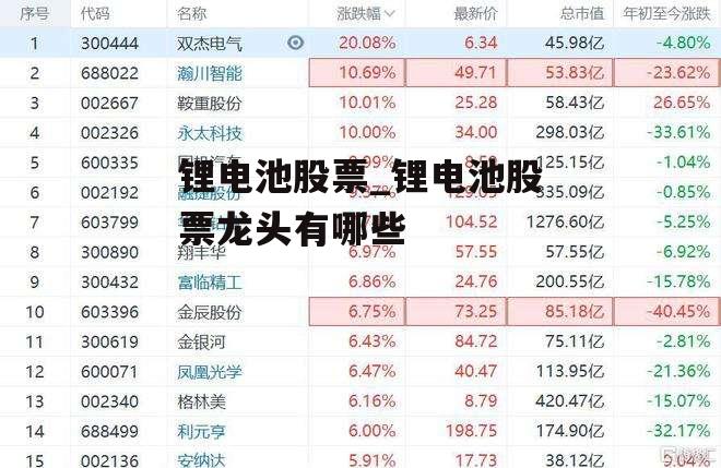 锂电池股票_锂电池股票龙头有哪些