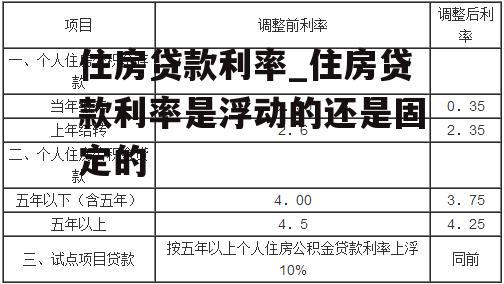 住房贷款利率_住房贷款利率是浮动的还是固定的