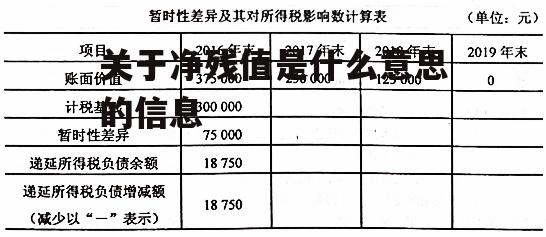 关于净残值是什么意思的信息