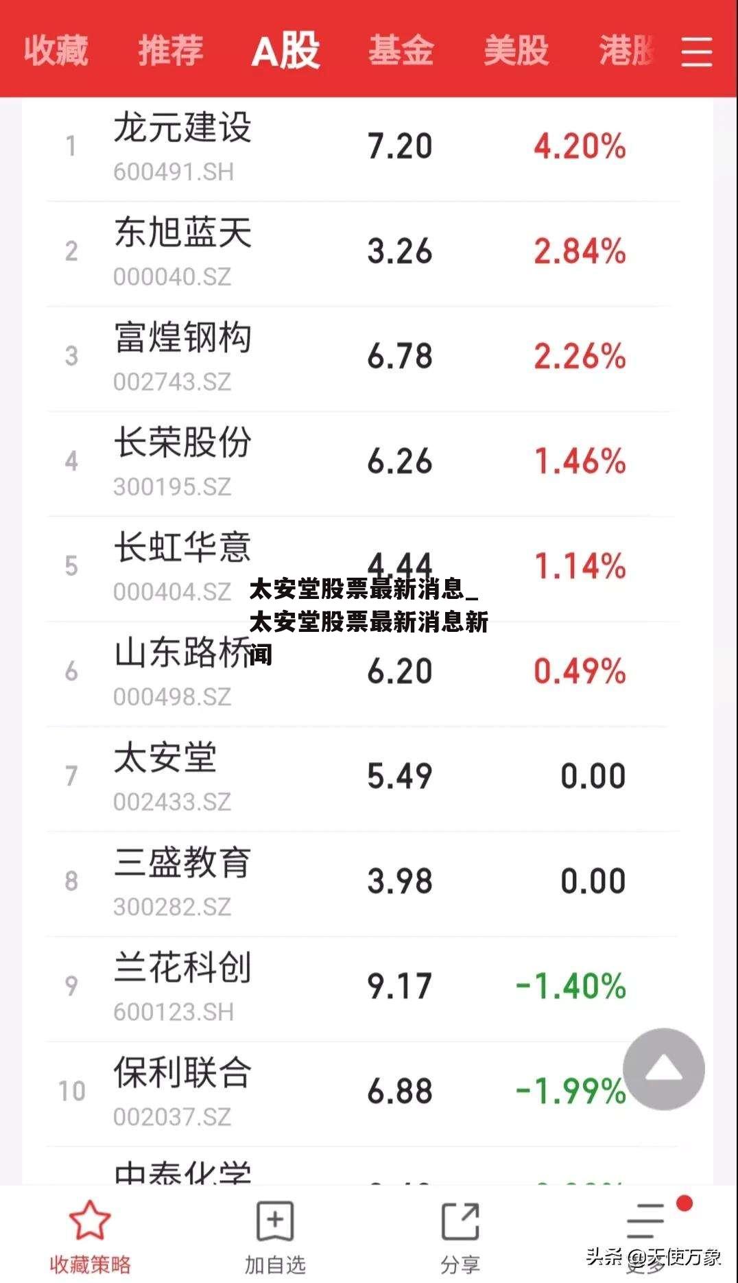 太安堂股票最新消息_太安堂股票最新消息新闻