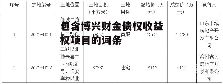 包含博兴财金债权收益权项目的词条