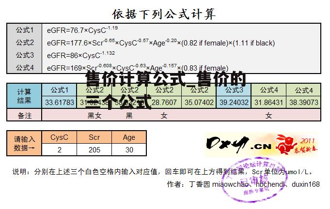 售价计算公式_售价的三个公式