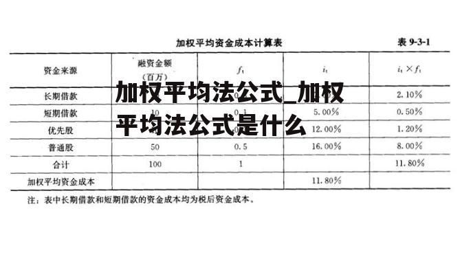 加权平均法公式_加权平均法公式是什么