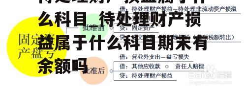 待处理财产损益属于什么科目_待处理财产损益属于什么科目期末有余额吗