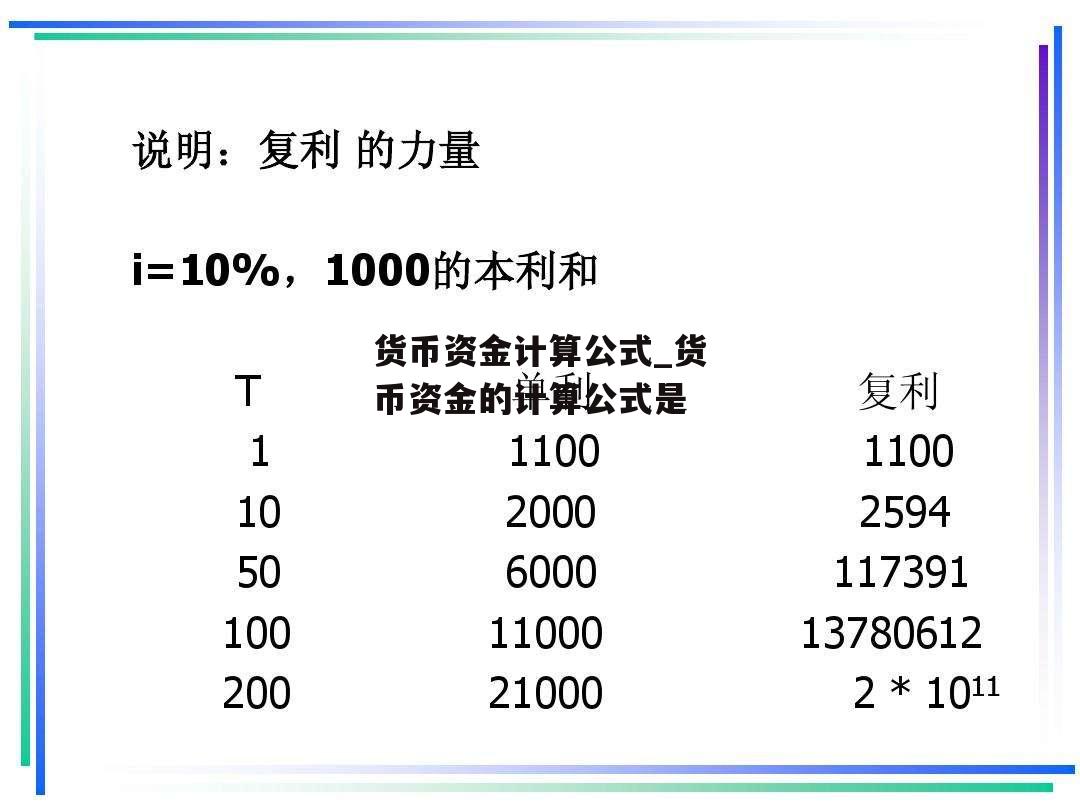 货币资金计算公式_货币资金的计算公式是