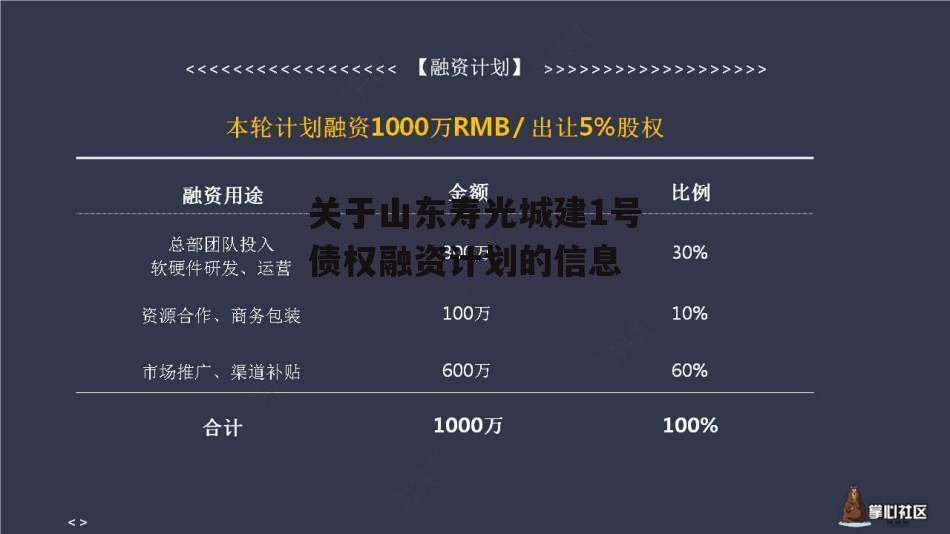 关于山东寿光城建1号债权融资计划的信息