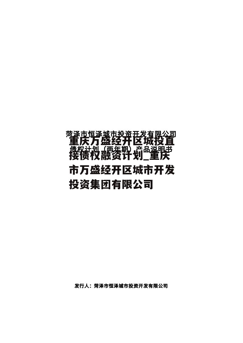 重庆万盛经开区城投直接债权融资计划_重庆市万盛经开区城市开发投资集团有限公司