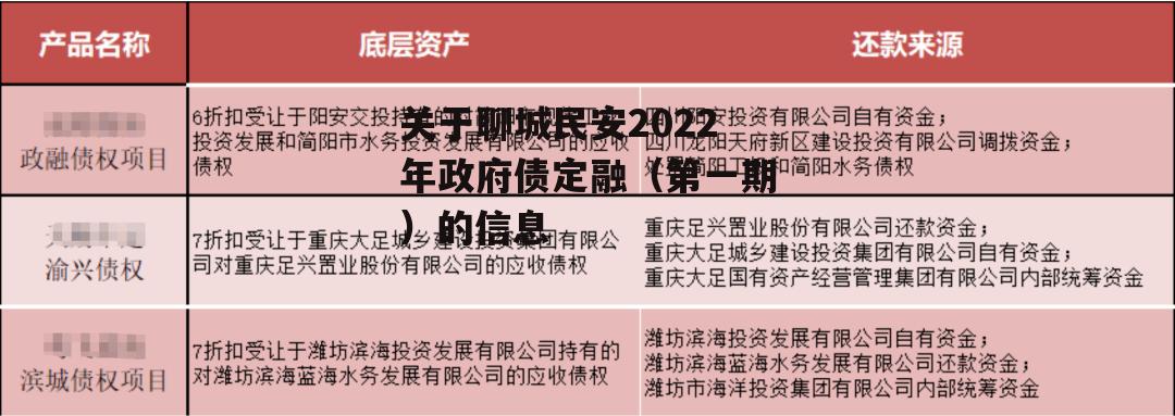 关于聊城民安2022年政府债定融（第一期）的信息