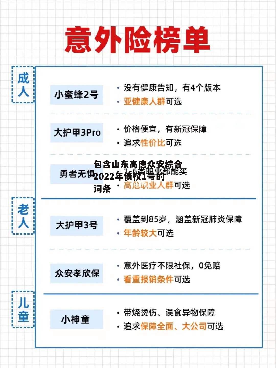 包含山东高唐众安综合2022年债权1号的词条