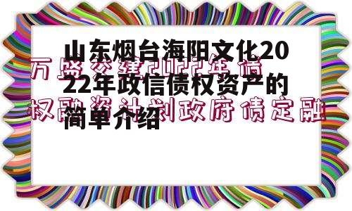 山东烟台海阳文化2022年政信债权资产的简单介绍