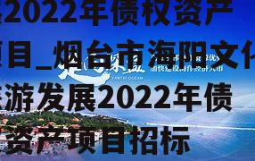 烟台市海阳文化旅游发展2022年债权资产项目_烟台市海阳文化旅游发展2022年债权资产项目招标