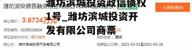 潍坊滨城投资政信债权1号_潍坊滨城投资开发有限公司商票