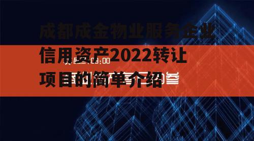 成都成金物业服务企业信用资产2022转让项目的简单介绍