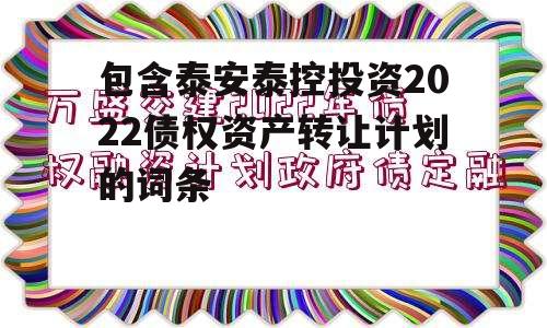 包含泰安泰控投资2022债权资产转让计划的词条