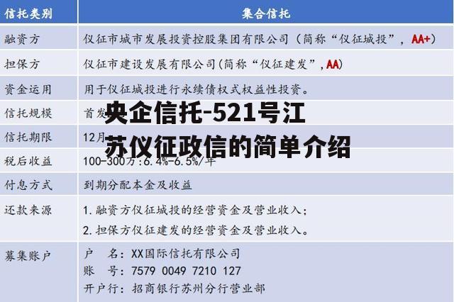 央企信托-521号江苏仪征政信的简单介绍