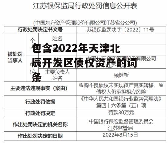 包含2022年天津北辰开发区债权资产的词条