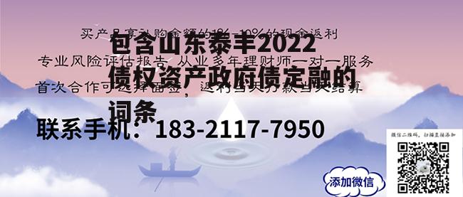 包含山东泰丰2022债权资产政府债定融的词条