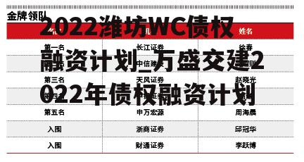 2022潍坊WC债权融资计划_万盛交建2022年债权融资计划