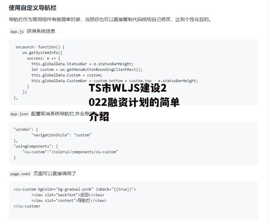 TS市WLJS建设2022融资计划的简单介绍