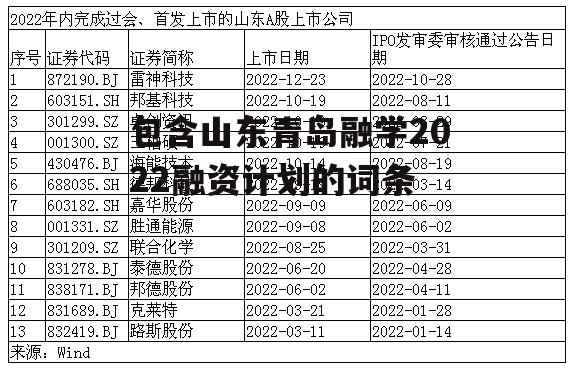 包含山东青岛融学2022融资计划的词条