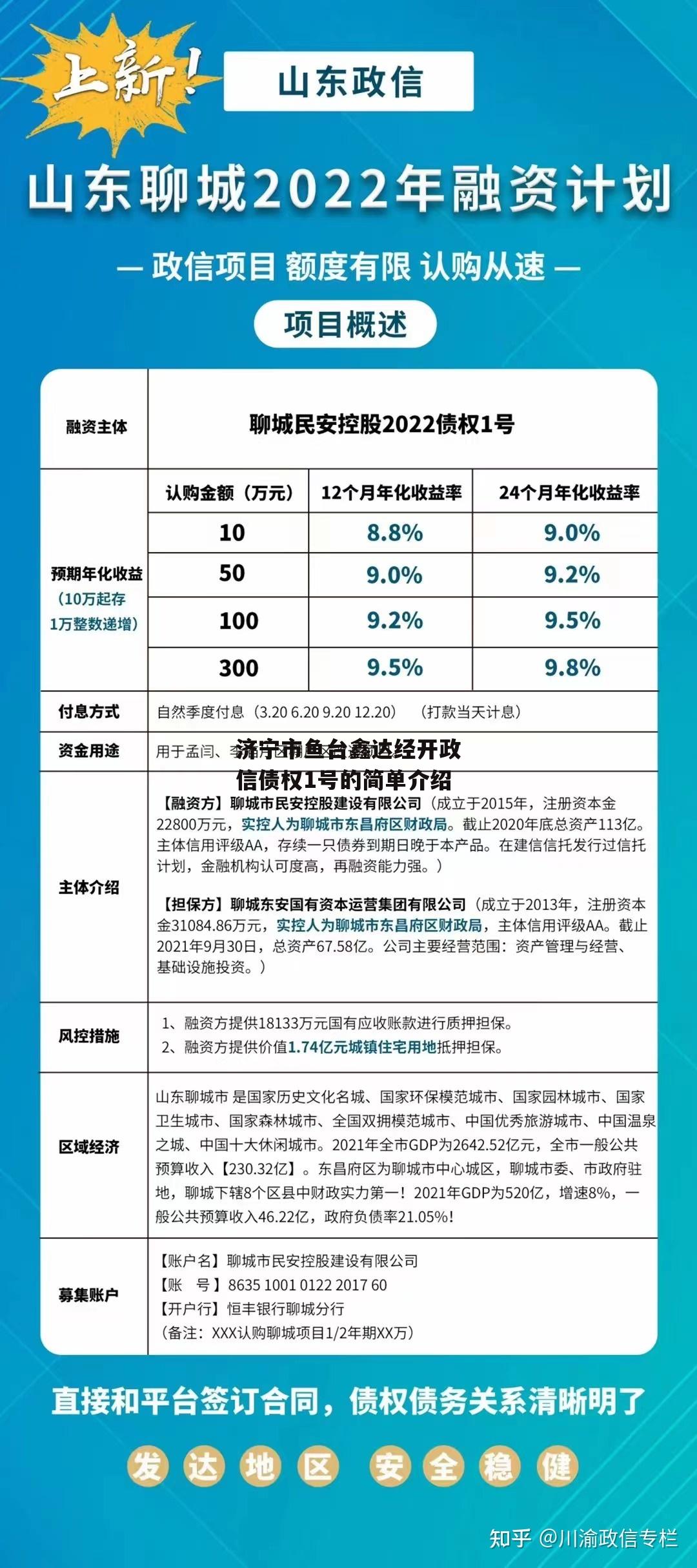 济宁市鱼台鑫达经开政信债权1号的简单介绍