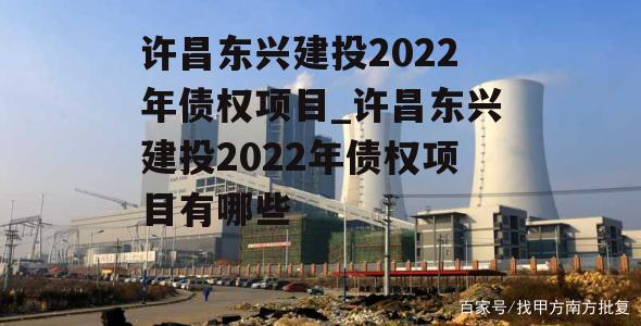 许昌东兴建投2022年债权项目_许昌东兴建投2022年债权项目有哪些