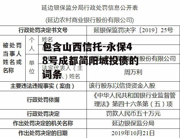 包含山西信托-永保48号成都简阳城投债的词条