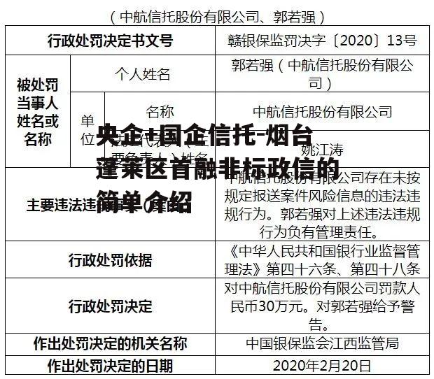 央企+国企信托-烟台蓬莱区首融非标政信的简单介绍