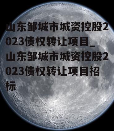 山东邹城市城资控股2023债权转让项目_山东邹城市城资控股2023债权转让项目招标