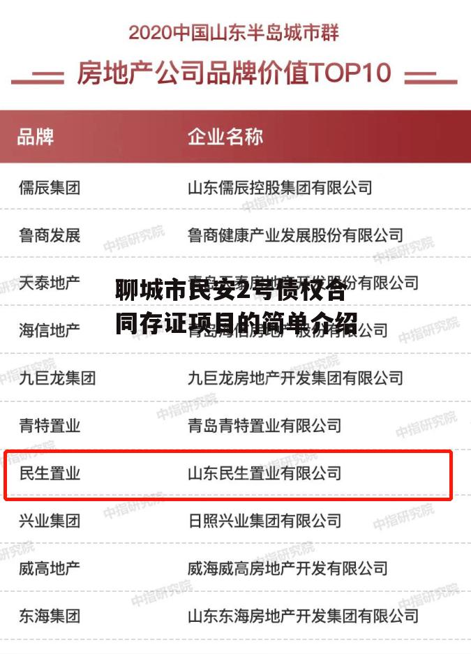 聊城市民安2号债权合同存证项目的简单介绍