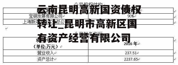 云南昆明高新国资债权转让_昆明市高新区国有资产经营有限公司