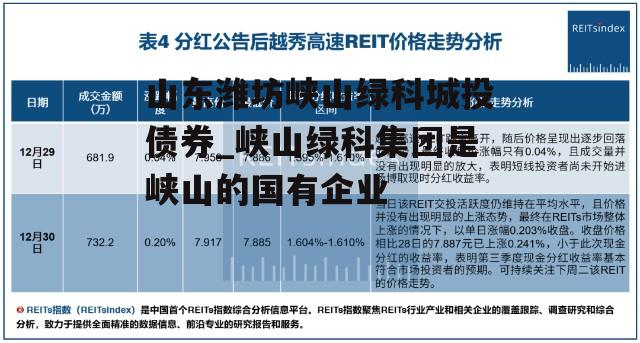 山东潍坊峡山绿科城投债券_峡山绿科集团是峡山的国有企业